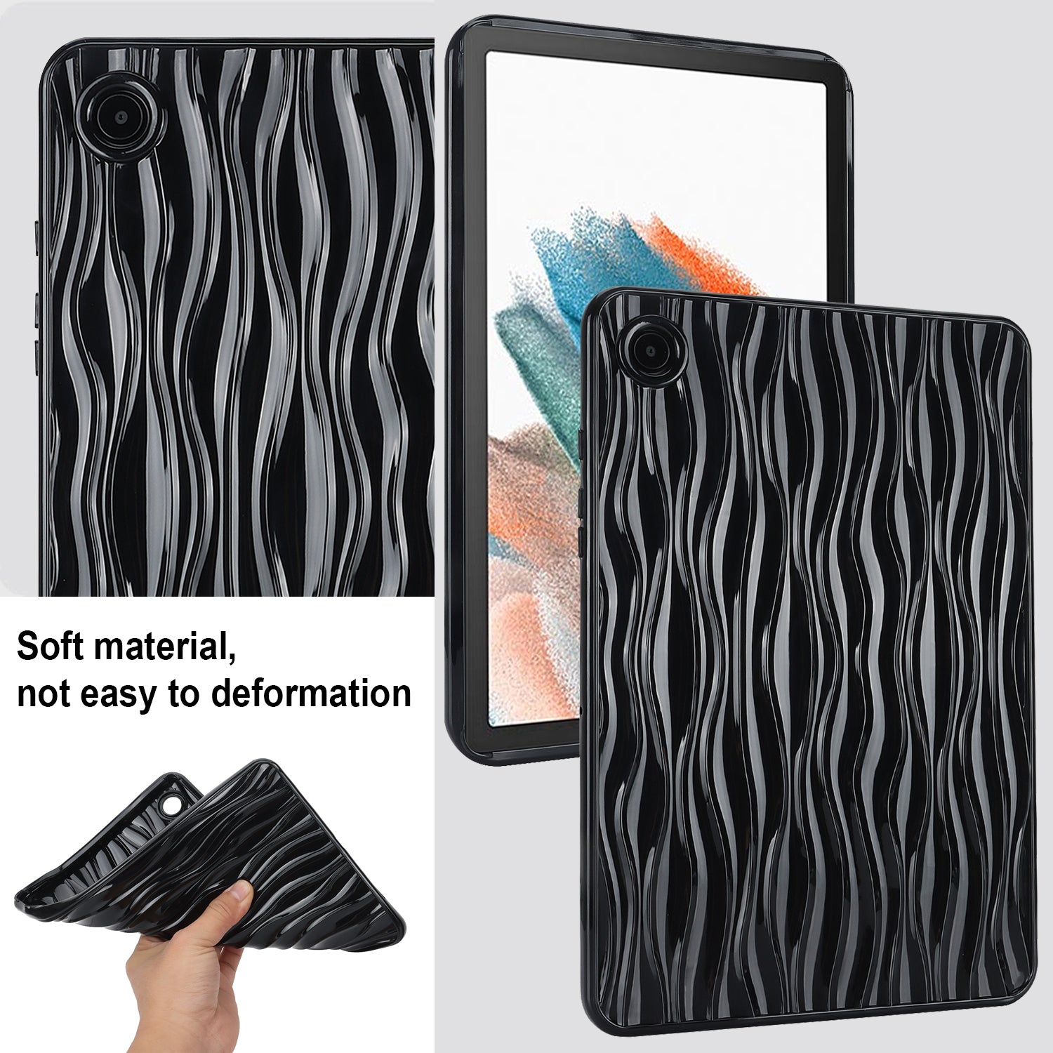 For Samsung Galaxy Tab A8 10.5 (2021) X200 Tab A8 10.5 (2022) Water Ripple Texture Case Solid Color TPU Anti-slip Tablet Cover For Samsung Galaxy Tab A8 10.5 (2021) X200 Tab A8 10.5 (2022) Water Ripple Texture Case Solid Color TPU Anti-slip Tablet Cover